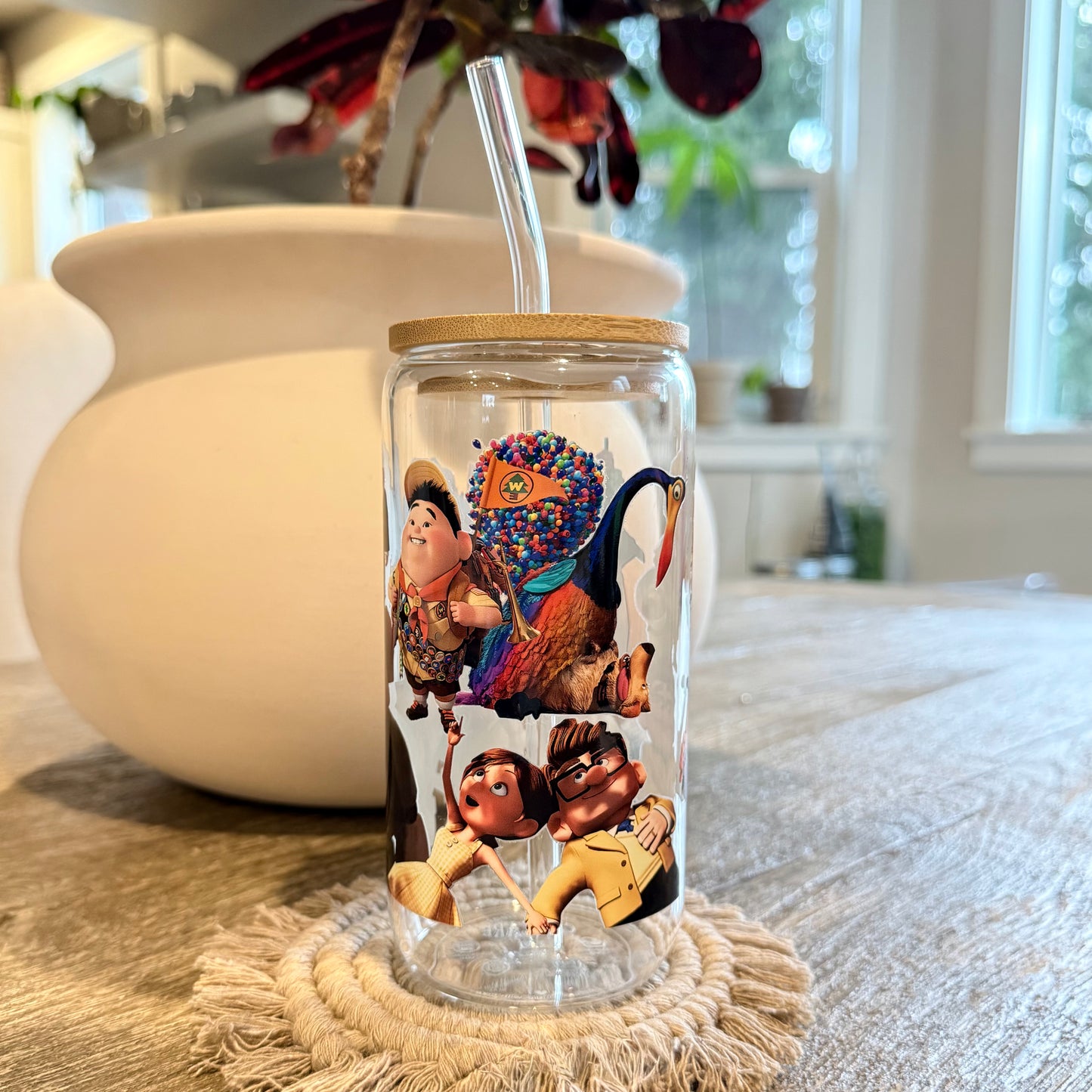 "UP Carl and Ellie" Libbey Beer Can Glass, 16oz