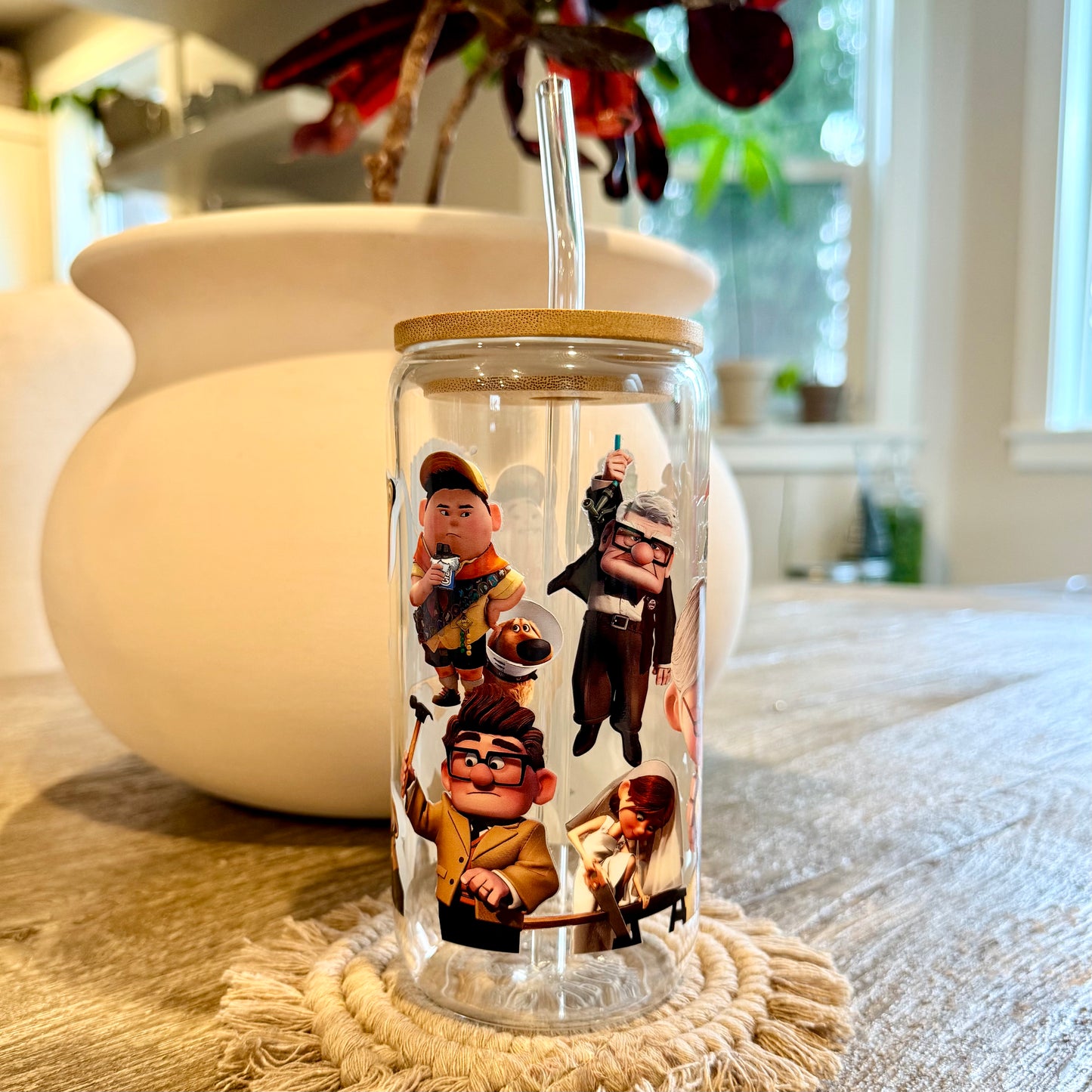 "UP Carl and Ellie" Libbey Beer Can Glass, 16oz