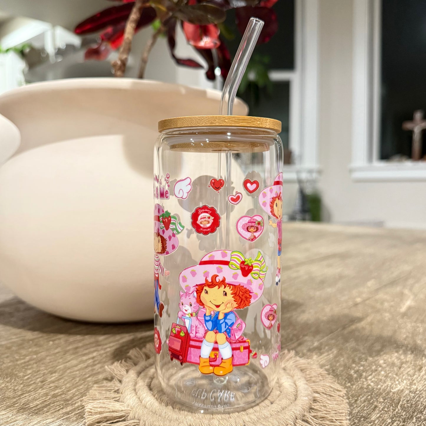Strawberry Shortcake "You & Me" Libbey Beer Can Glass, 16oz